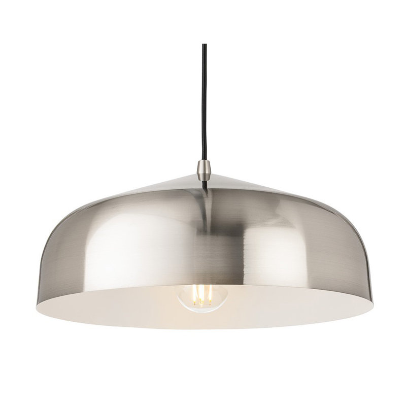1 - Light Dome Pendant, Brushed Steel