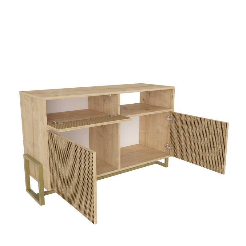 Nenzel 120cm W Sideboard, Sapphire Oak/Rattan Pattern