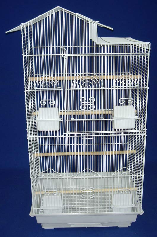 Cage à oiseau avec 4 mangeoires, Blanc