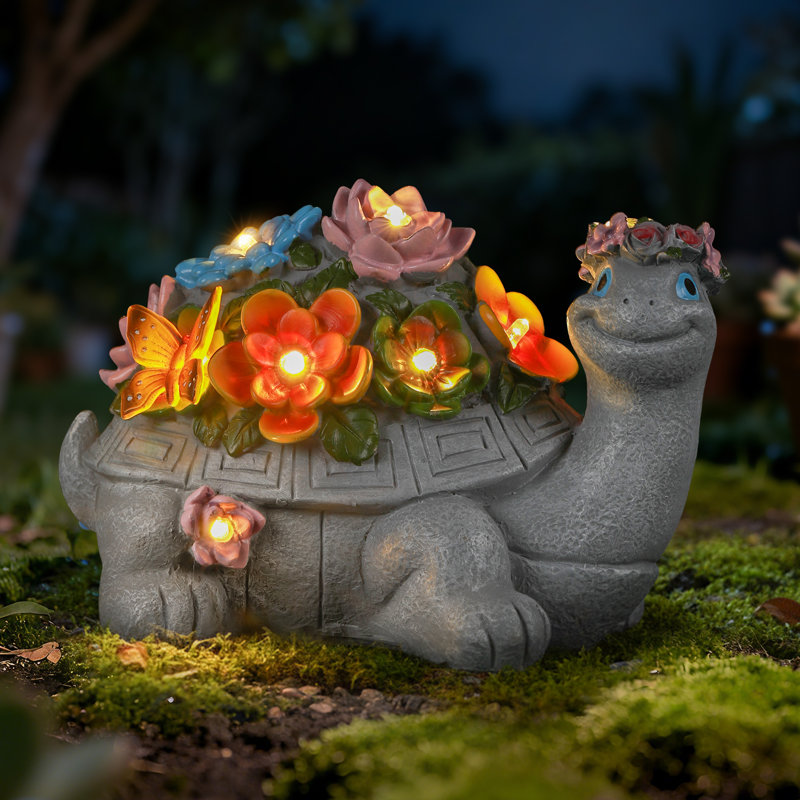 Statue solaire de jardin d'extérieur, plante grasse tortue, décoration de cour - Cadeaux pour la maison