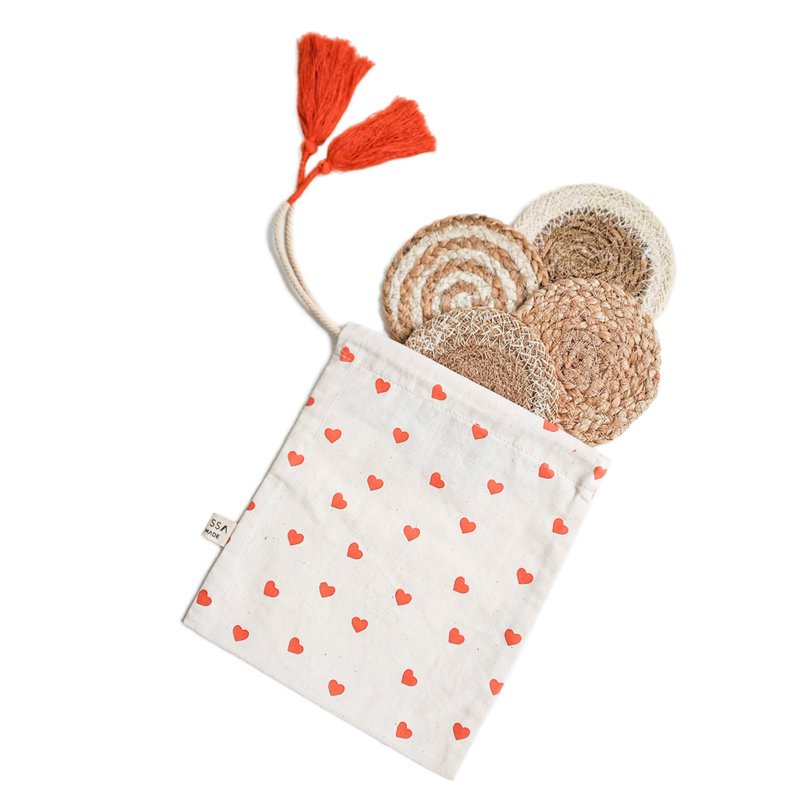 Ensemble-cadeau naturel sous-marin avec pochette en forme de cœur
