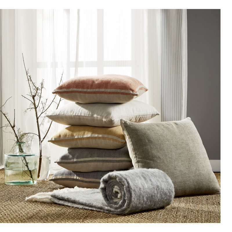 Coussin décoratif en lin, Gris foncé