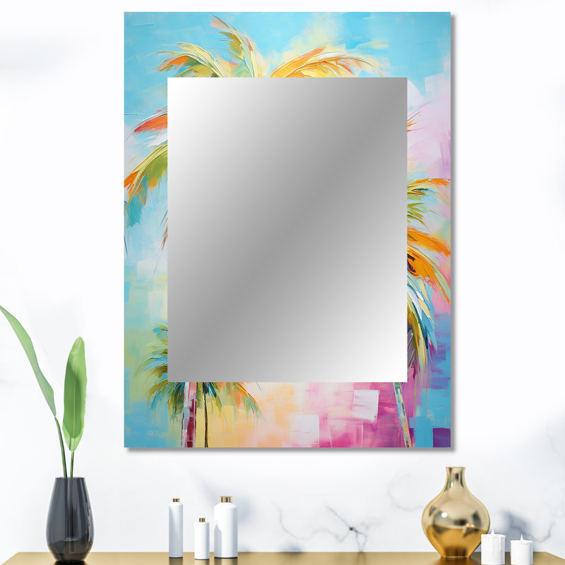 Popart Palm Trees III - Miroir mural tropical, 40 po x 30 po