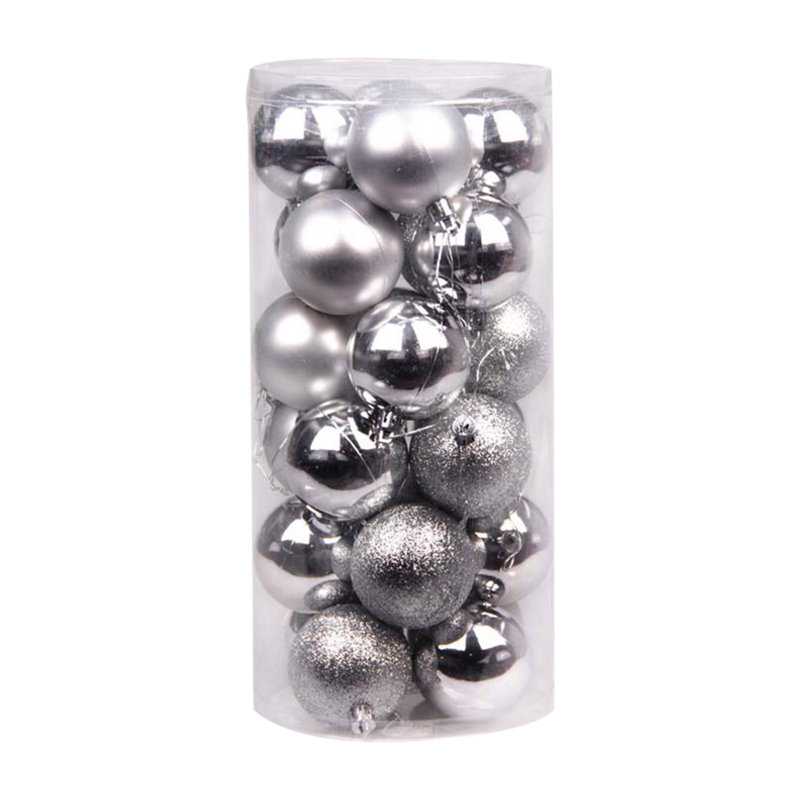 Ensemble de 24 boules de Noël incassables en plastique, décorations à suspendre pour sapin, maison et fêtes., C