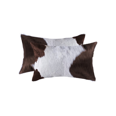 Coussin Torino Kobe | 2 pièces | Blanc et brun | 12 po x 20 po