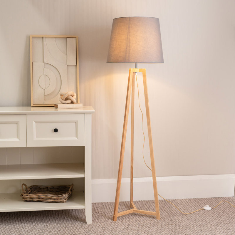 Rhavyn 158cm Natural Traditional Floor Lamp, Grey