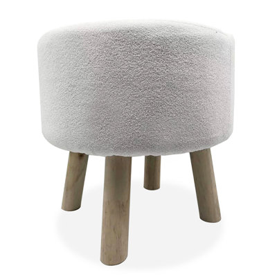 Contemporary Of 2Pc Footstool Featuring White / Natural Upholstery, Angled Wooden Legs, And Foam Material, 15.5 Inches Wide, Great For Primary Living