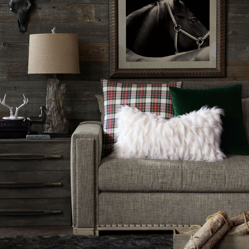 Luxe Ruffled Faux Fur Reversible Throw Pillow, Feather