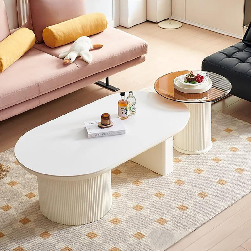Cream wind rock panel end table combination