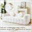 Canapé moderne sans os avec deux coussins décoratifs circulaires, tissu en polyester à poils longs texturé litchi doux pour la peau, canapé en mousse à carreaux à trois places-874843753