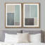 Motif géométrique minimaliste moderne sur fond géométrique bleu et gris sur 2 pièces-92285488-92285487