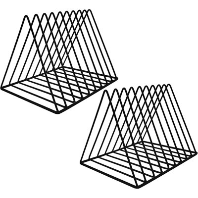 Porte-revues à 9 fentes pour porte-revues, support de rangement en fer pour étagère à livres, trieur multifonctionnel pour classeur de bureau à domicile, paquet de 2 noir