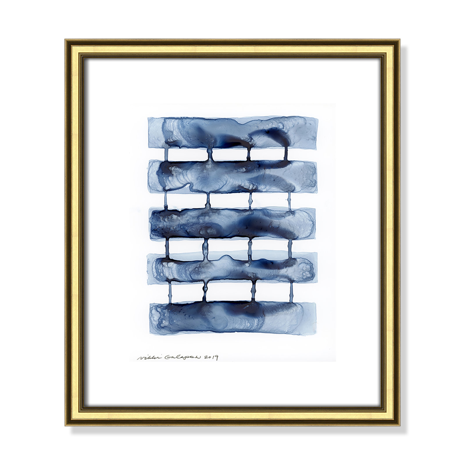 Stitched Together I by Nikki Galapon - Solid Wood Rectangle Print Single Piece Item on Canvas, Gold Framed Paper