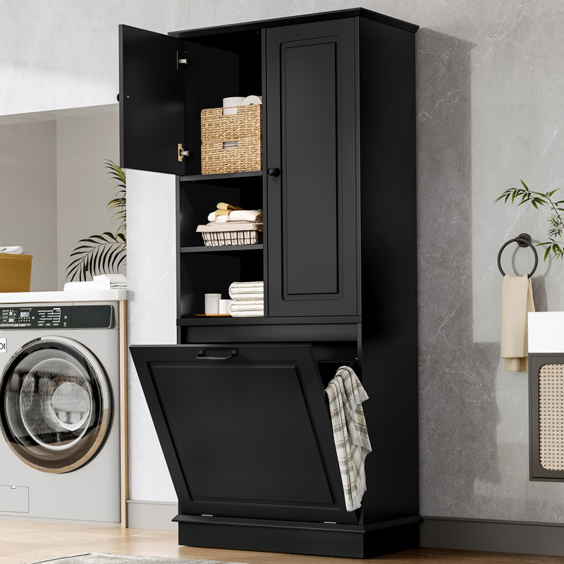 Barton 67.7'' Freestanding Bathroom Cabinet, Black