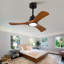Ventilateur de plafond à distance en noir, 42 po, avec flux d'air saisonnier, moteur à courant continu, éclairage DEL