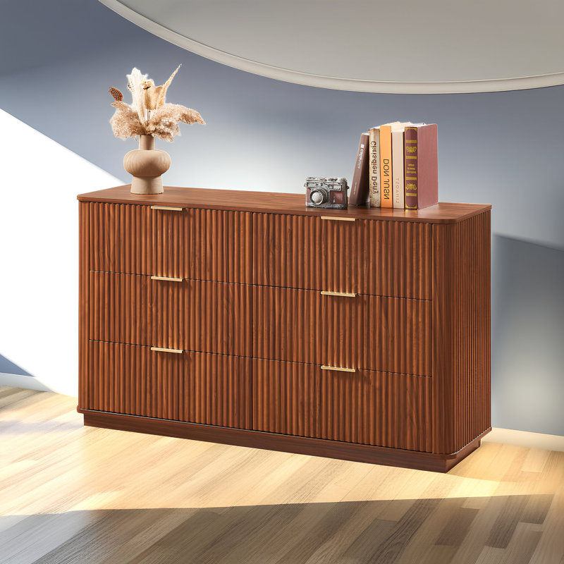 Commode 6 tiroirs 55 po, Noyer