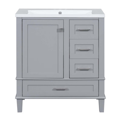 Modern Bathroom Vanity Cabinet With Sink, A Soft Closing Door & 3 Drawers