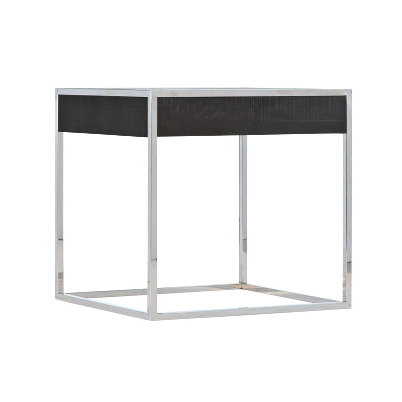 Loft Urban Transitional Black Wood & Metal Rectangular End Table