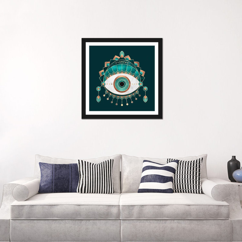 «Eye», impression sur toile, H 16 po x l 16 po x P 1 po, Papier d'art encadré noir, Blanc