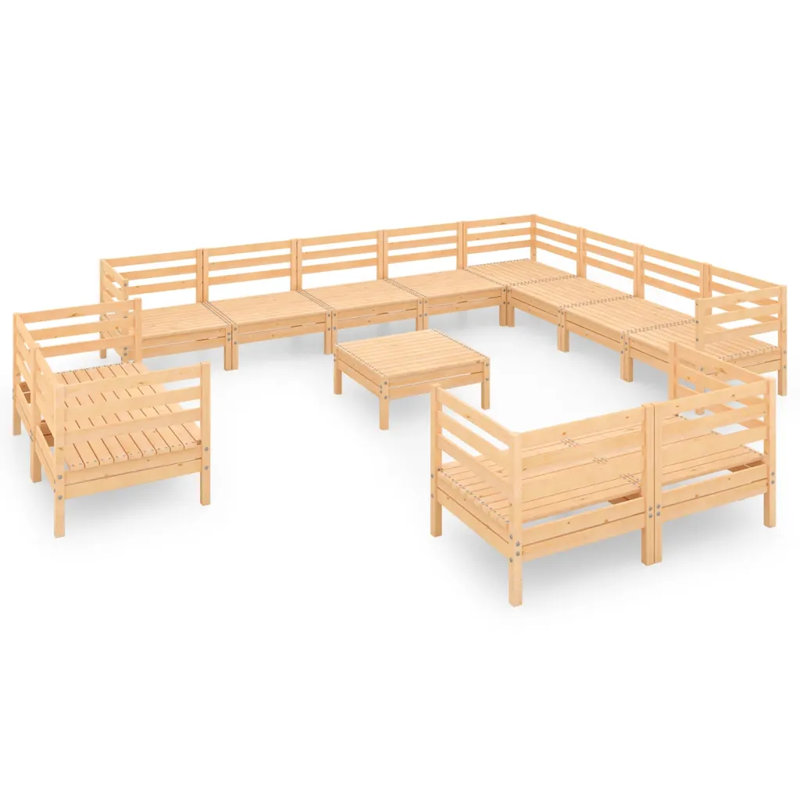 Boisey Solid Wood 12- Person Seating Group, Brown