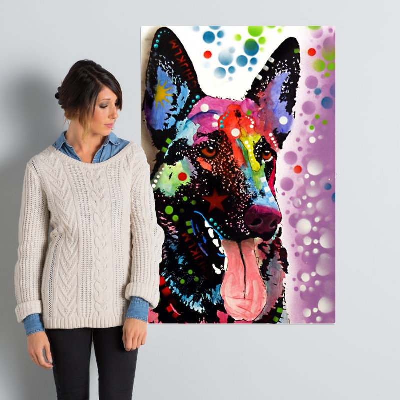 Berger allemand, impression sur toile tendue, H 40 po x l 26 po x P 0,75 po, Toile tendue