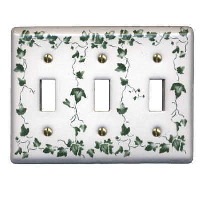 Porcelain Ivy 3-Gang Toggle Light Switch Wall Plate