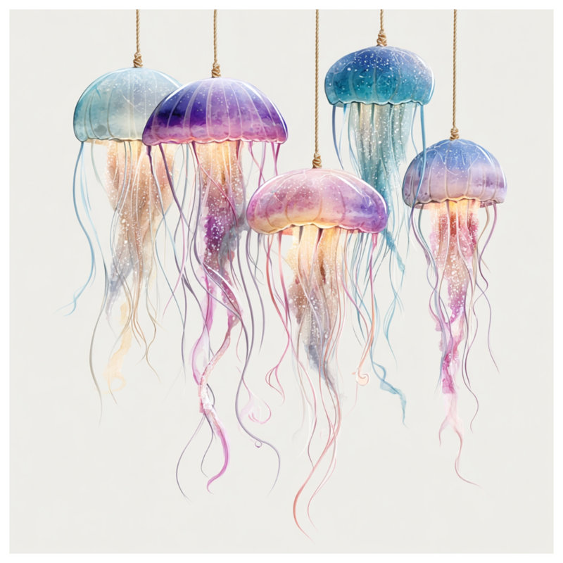 Illustration de méduse colorée, rideaux transparents et occultant - 1 panneau, Blocage, 50 po x 92 po - 1 panneau