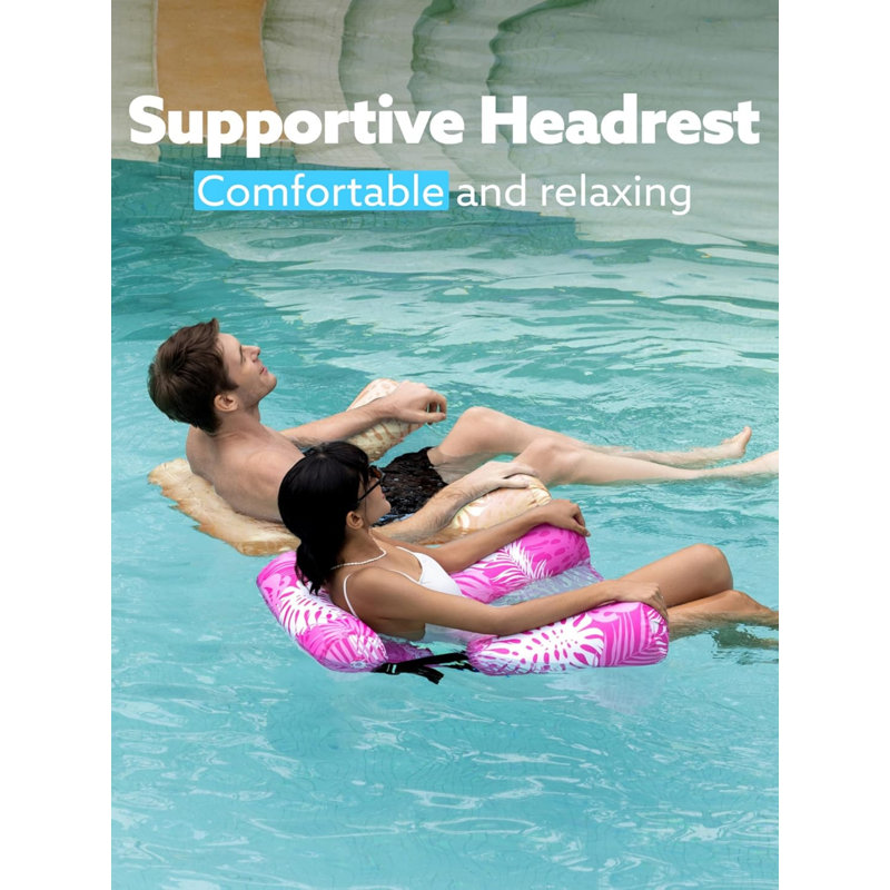Inflatable Pool Floats Adult,2 Packs Floating Chairs, Champagne/Pink