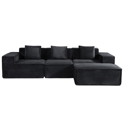 Cozy Convertible Corduroy Modular L Shaped Sectional, 112.1" Long, No Tools Needed, Cloud - Like Comfort, Ideal For 31.8" High, Game Nights