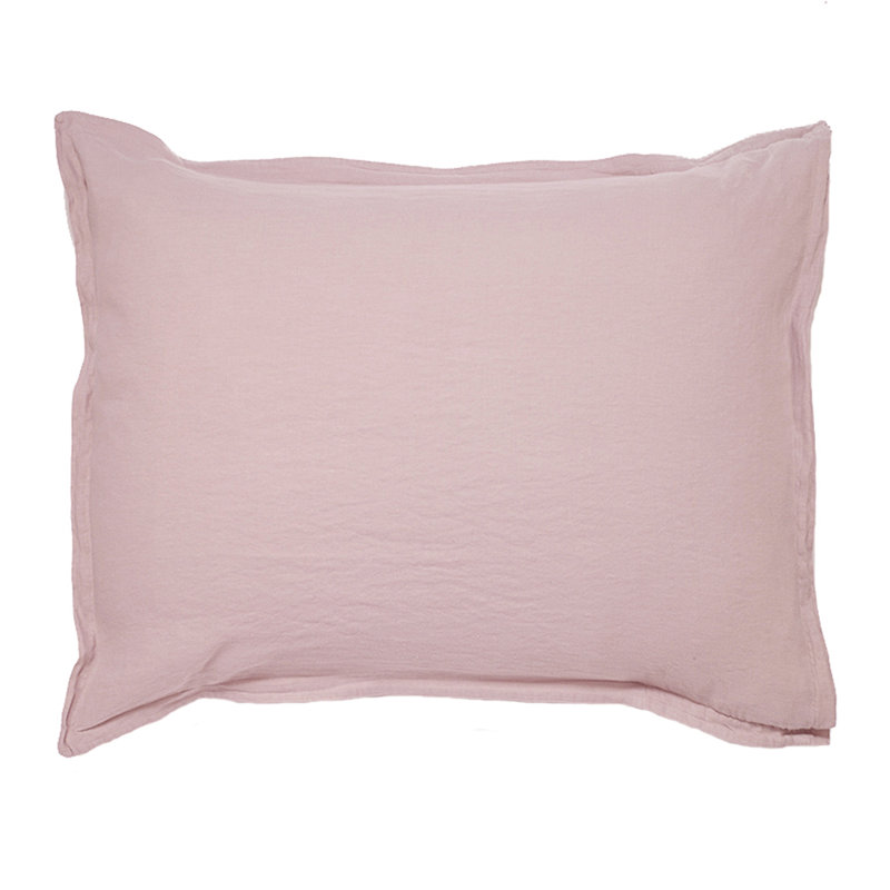 Taie décorative en coton délavé à la pierre avec fermeture à enveloppe, texture douce, Très grand lit, Rose