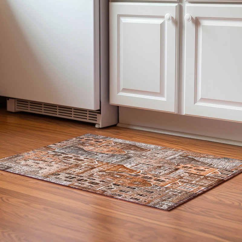 Premium Machine Washable Cerrito AMF600 Paprika Rug, Rectangle 1'8" x 2'6"