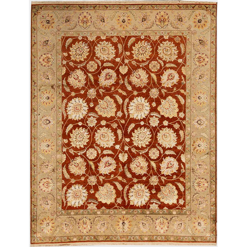 Tapis rouille et ivoire de haute qualité noué à la main