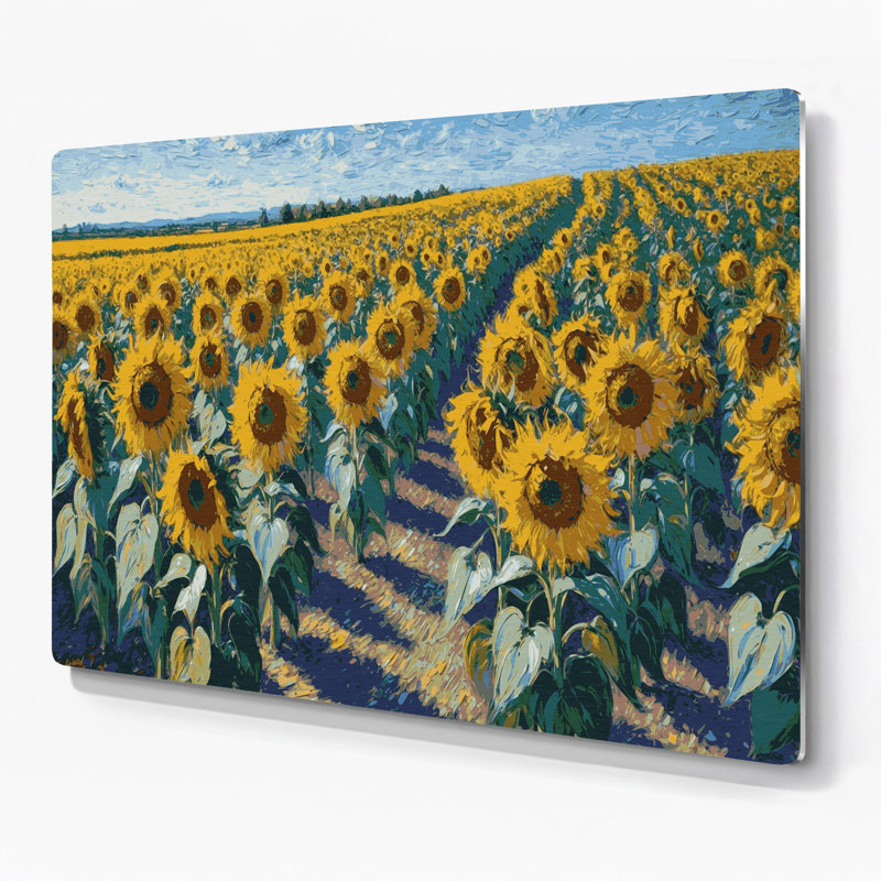 «Farm Corner Sunflowers», art mural en métal gris, H 20 po x l 24 po
