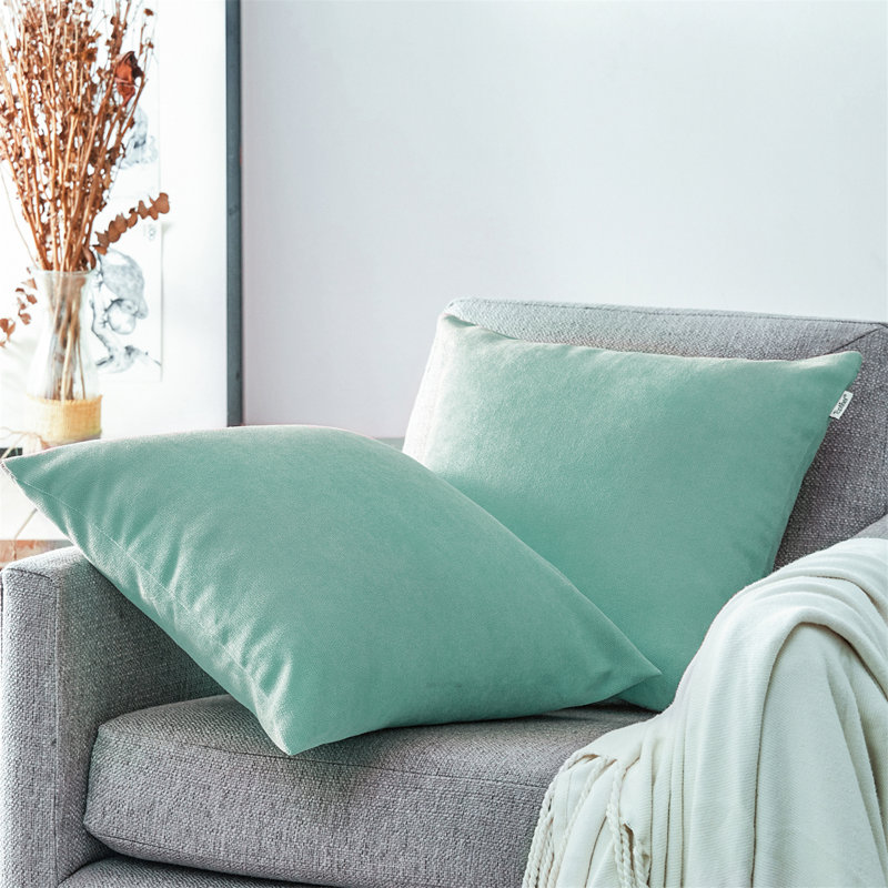 Chenille Pillow Cover, Blue, 16" x 16"