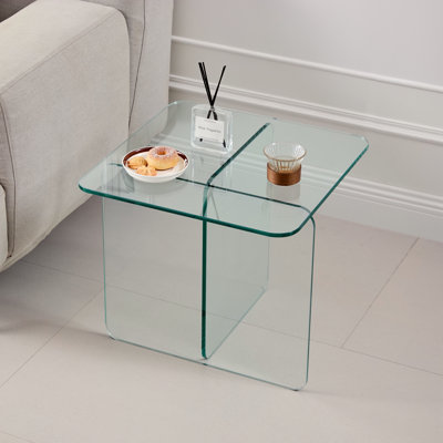 Table de bout en verre trempé transparent