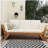 TOPMAX Outdoor Adjustable Patio Wooden Daybed Sofa Chaise Lounge with Cushions for Small Places, Natural Finish+Beige Cushion