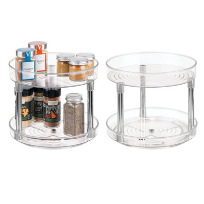 iDesign 9-Inch Plastic 2-Tier Lazy Susan Turntable - Ideal for Organizing Kitchen, Bathroom, or Home Office