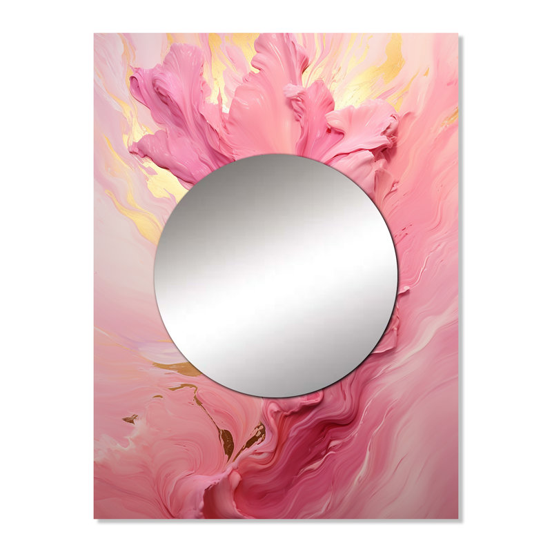 Bohatice Pink Radiant Dusk Dream II - miroir décoratif abstrait, miroir mural moderne, impression d'art en métal