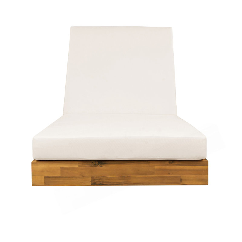 Chaise longue en bois d'acacia avec coussin