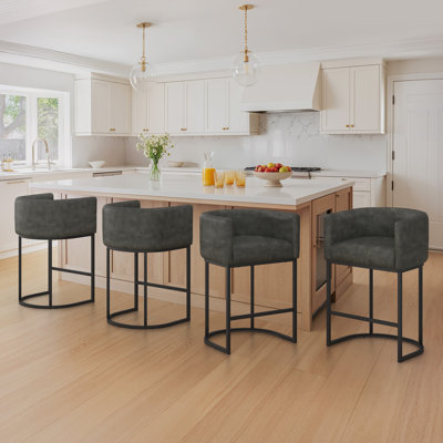 Modern Upholstered Counter Stool with Metal Frame