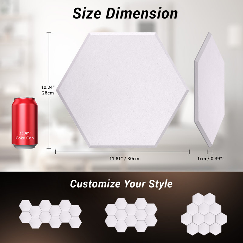36 Pack Hexagon Acoustic Panels,  12"X 10"X 0.4" High Density Sound Proof Panels For Walls, Sound Treatment Foam Panel, Sound Absorbing Padding For Studio, Office, Home, Black