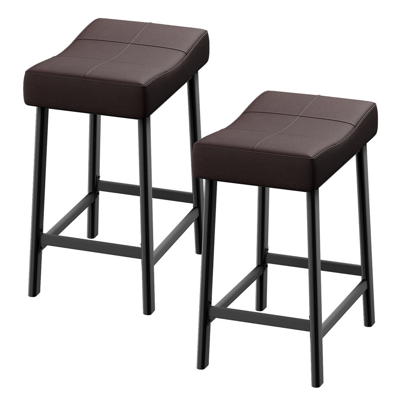 Bar Stool with Iron Frame, Brown/Black, 4