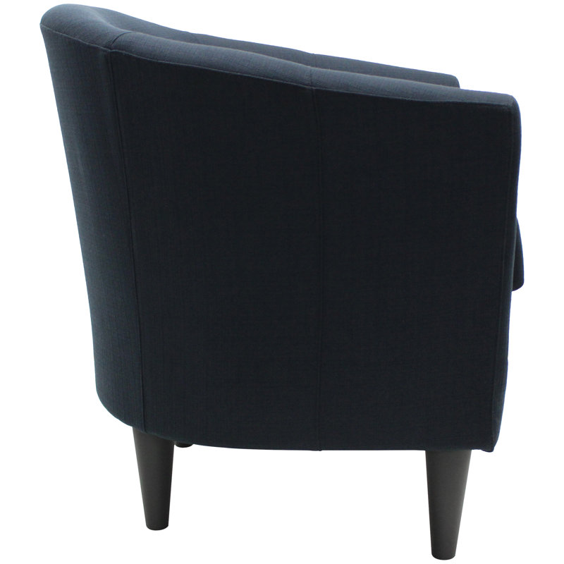 Kronos Upholstered Barrel Chair, Klein Midnight Basketweave, Black