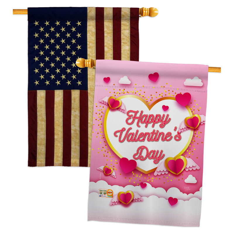 Drapeau de maison en polyester 40 x 28 po Flying Heart