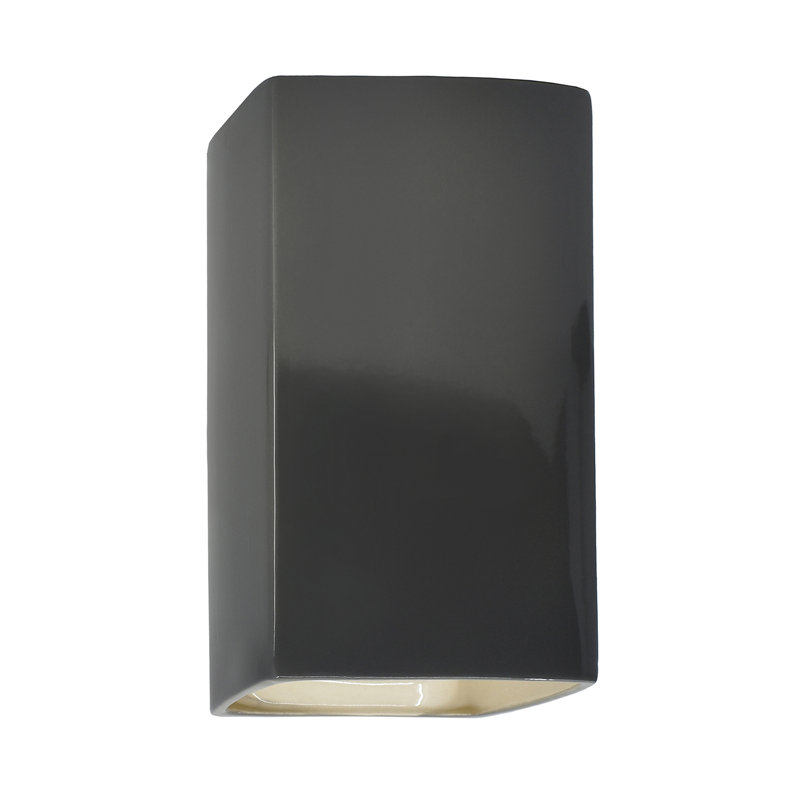 Avgoustinos Ceramic Flush Mounted Sconce, Pewter Green, 13.5" H x 7.25" W x 6.5" D, LED (2000 Lumens)