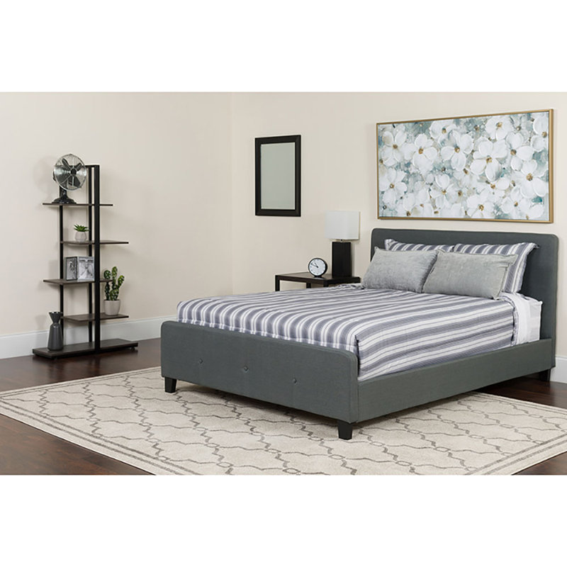 Upholstered Panel Bed, Light Gray, Twin