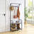 Maximize Entryway Space - Rustic Brown 3-In-1 Coat Rack With Shoe Storage, Sturdy Metal Frame