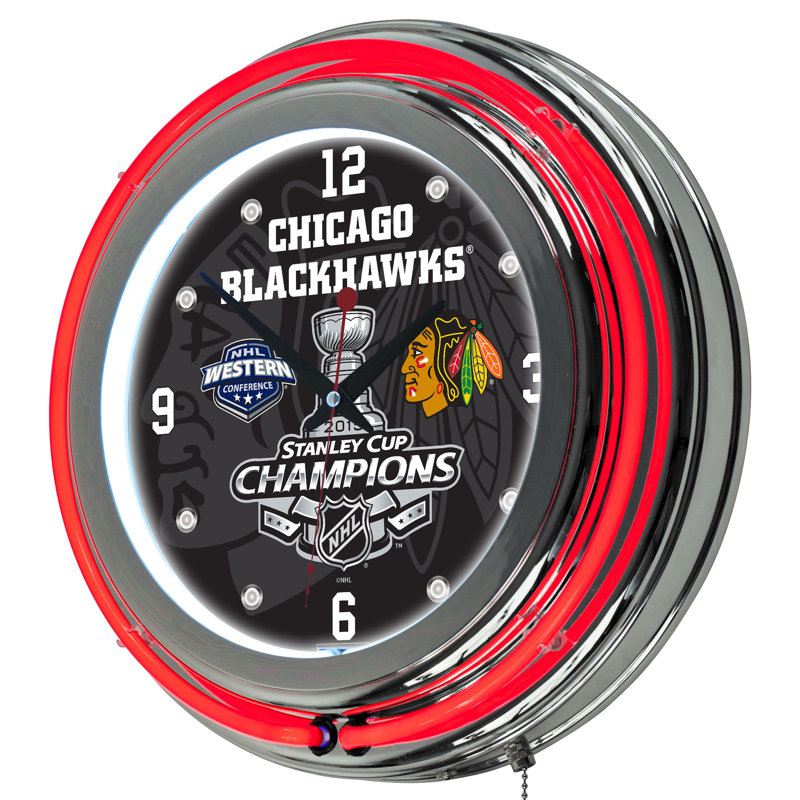 Horloge murale 11 po NHL, Blackhawks de Chicago - Coupe Stanley 2015, 11"