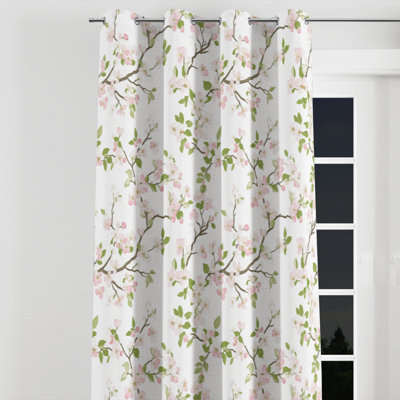 Panneaux de rideaux à motif floral - Rideau à œillets à fleur rose - 1 panneau