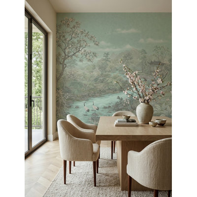 Chinoiserie Wallpaper East Asian Garden Landscape Mural Removable Wall Decor